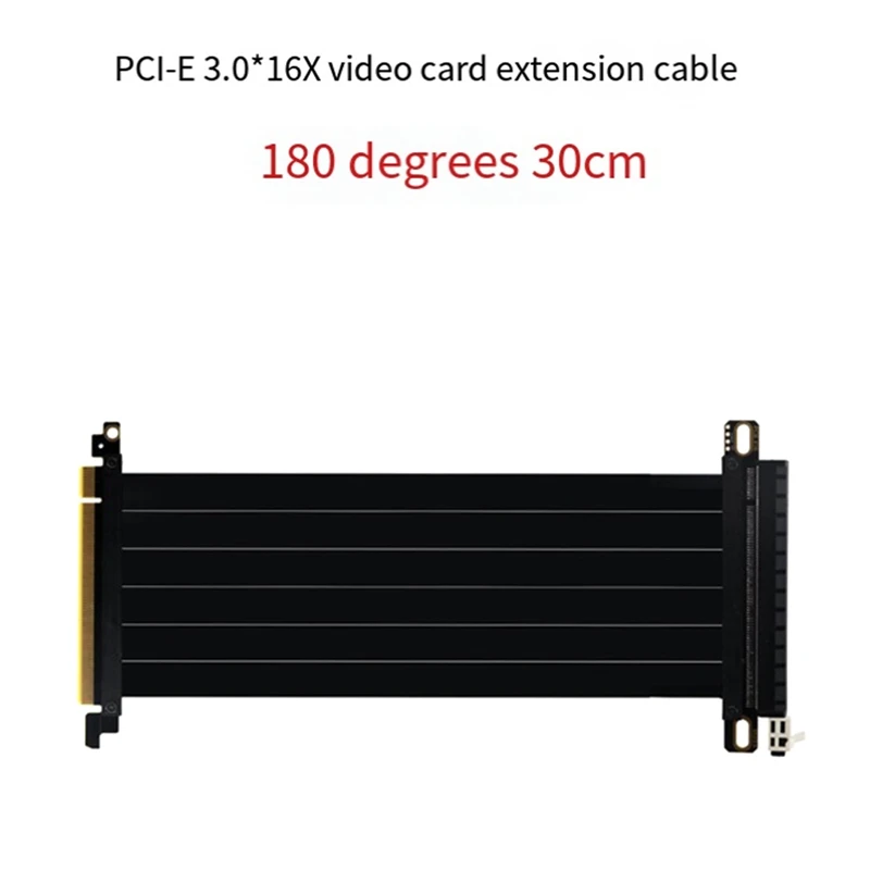 PCI-E 3.0 16X 180 Degree, PCI-E Graphics Card Extension Cable Network Card Adapter, Full Speed And Stability 30 Cm Durable