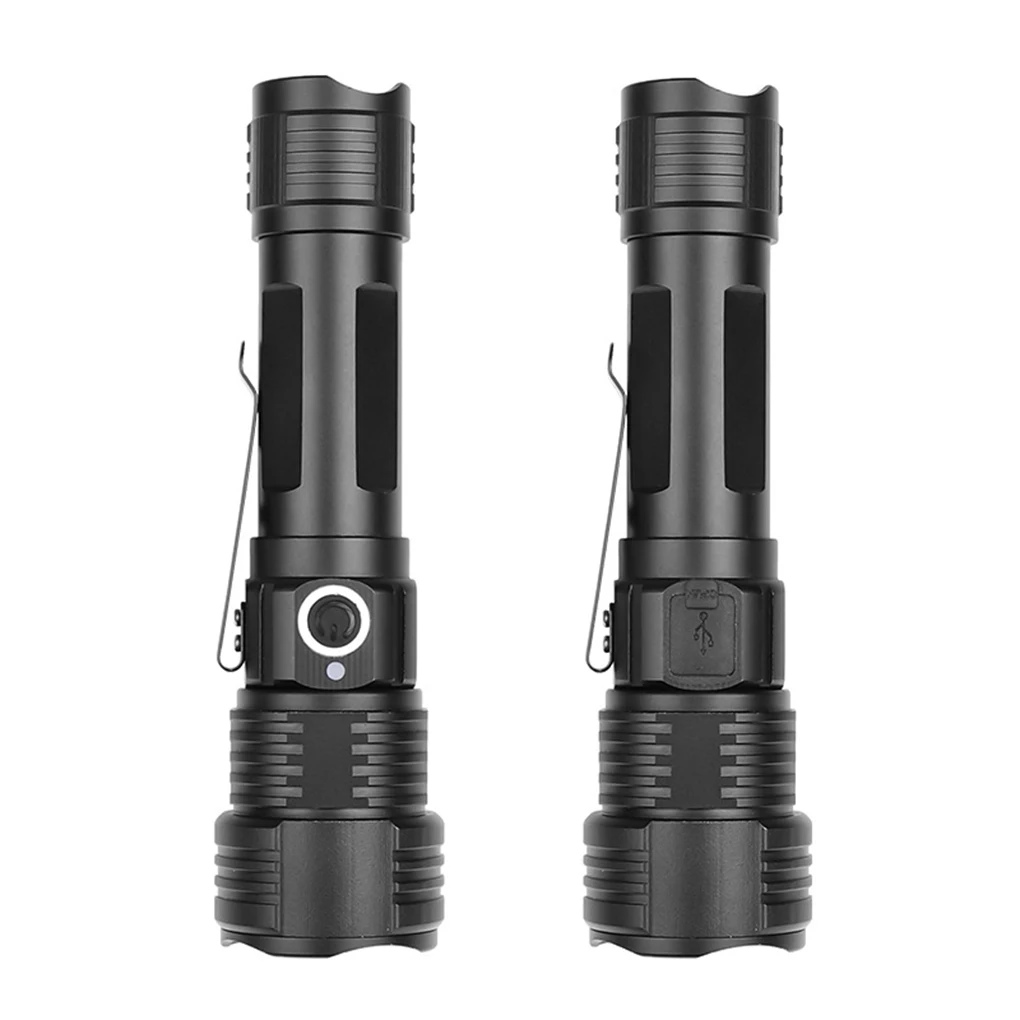 Torch Flashlight Multi-color USB Bright Lamp Rechargeable Hunting Battery Hiking Working Lantern Long Shot Multi-function