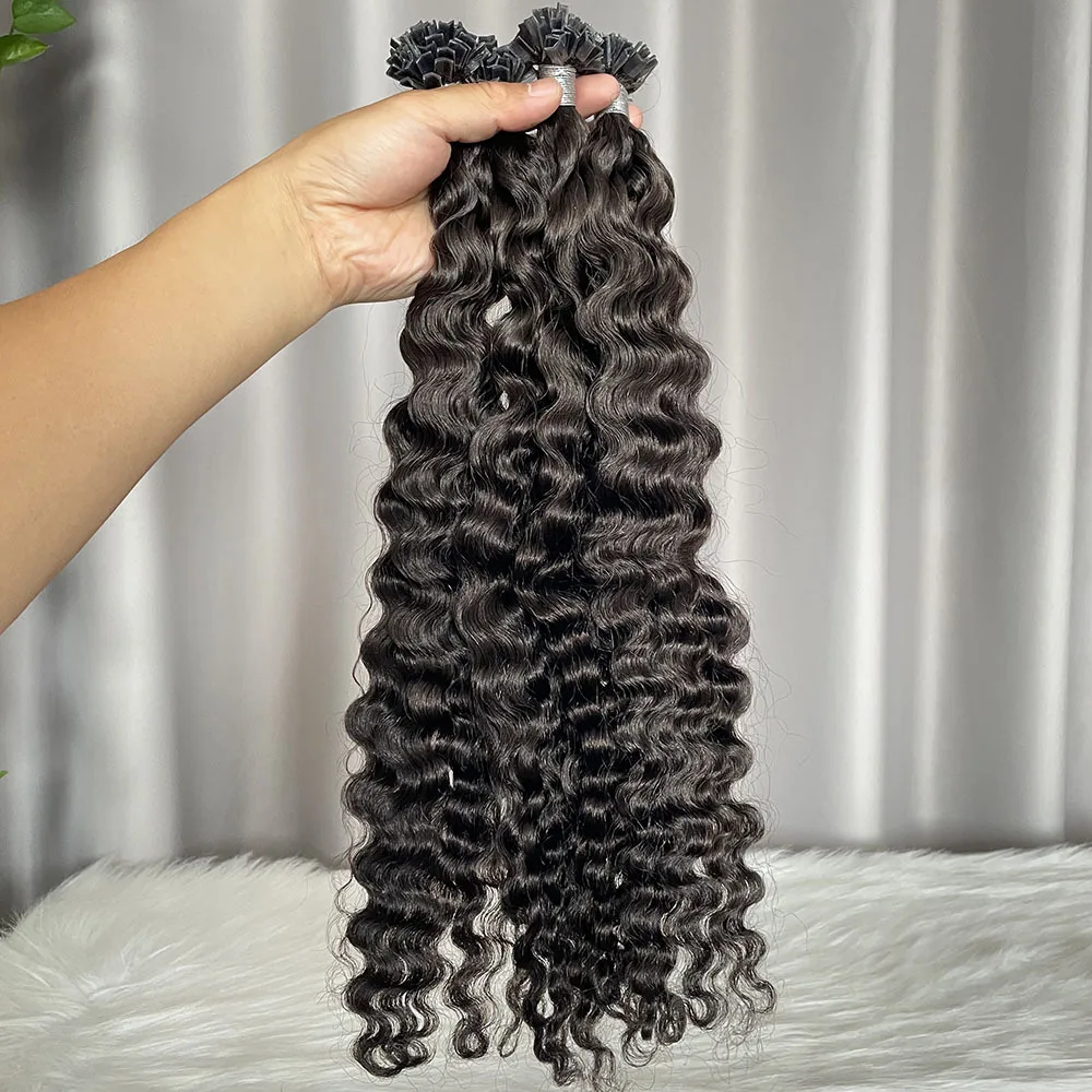 البورمية قبل المستعبدين K تلميح وصلات شعر شعر الإنسان ريمي مجعد الشعر حزم مايكرو الروابط الانصهار الكيراتين الخامس تلميح وصلات شعر 50 جرام