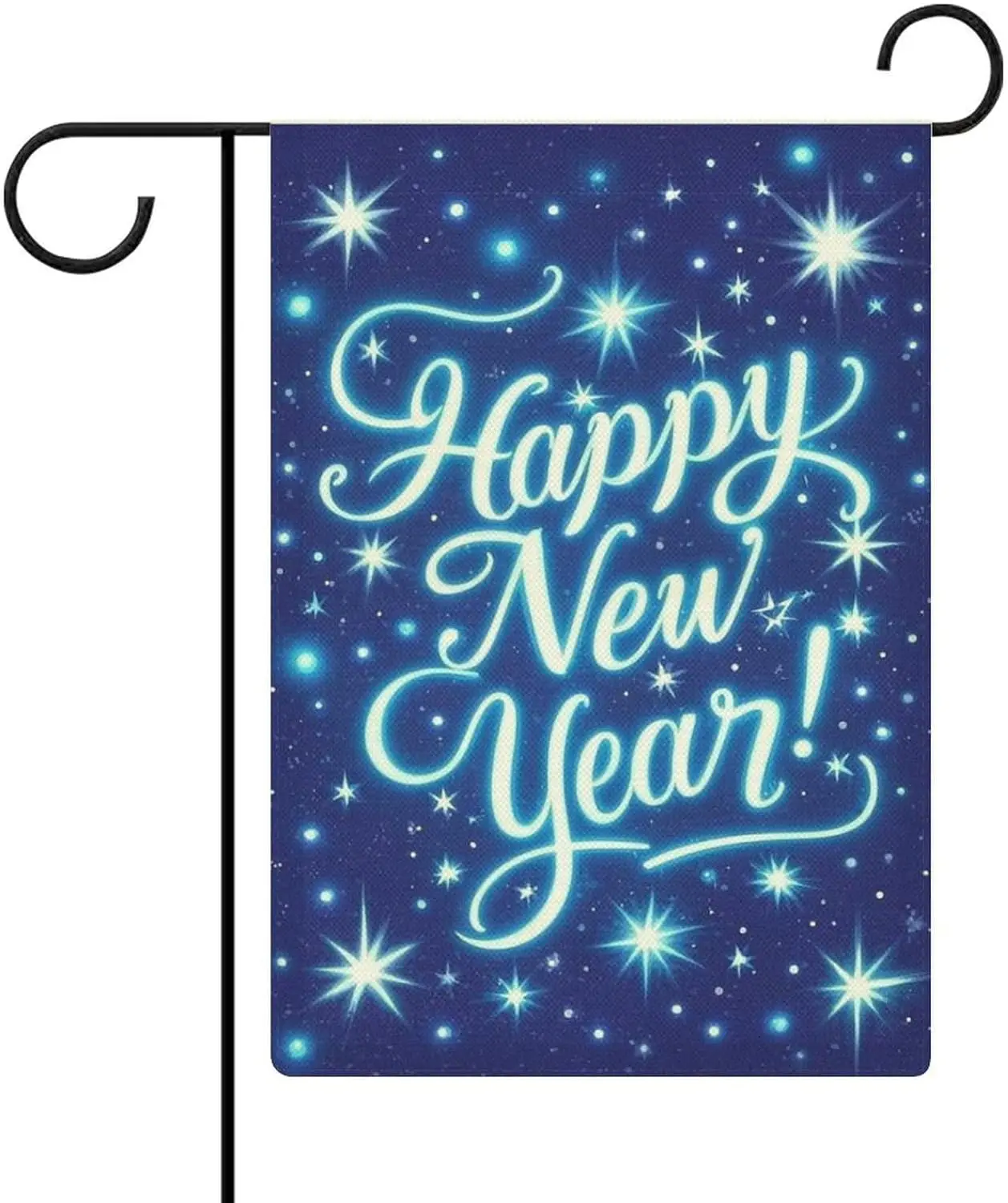 Garden Flag “Happy New Year Star” Double Sided 12x18 In Burlap Seasonal Yard Decoration for Outside Porch LLX PPM