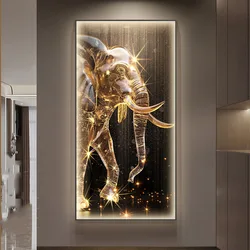 New Modern Light Luxury Living Room Decoration Painting Lamp, Elephant Hanging Painting High-end Wall Lamp With Remote Control