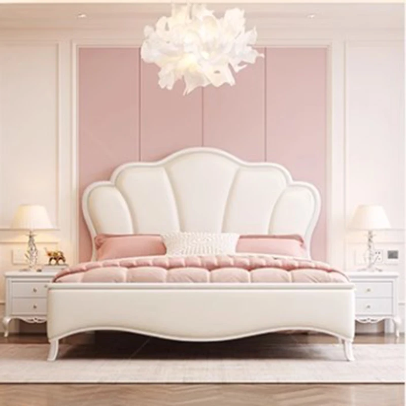 Luxury Large Double Bed Modern Whitr High End Baby Bedroom Double Bed Bedding Girl Cama Letti Matrimoniali Home Furniture