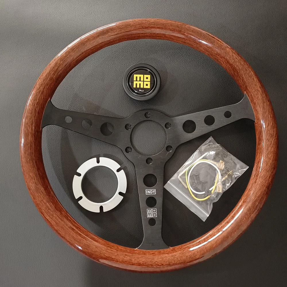 Classic 14Inch MOMO Indy Heritage Wood Steering Wheel Car Rally Racing JDM ABS MOMO Steering Wheel Volantes For VW HONDA TOYOTA