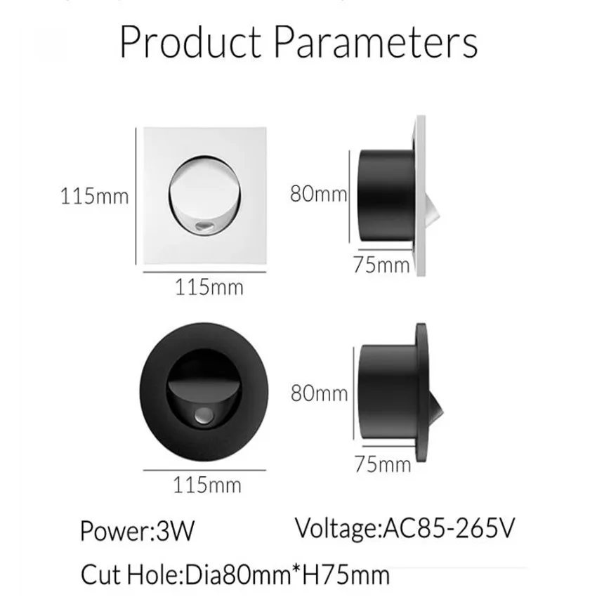 Embedded LED Wall Lamp, 360 Degree Rotation, Adjustable Angle, Hidden Recessed, Bedside Light, Folding Switch, Aisle Stair Sconc