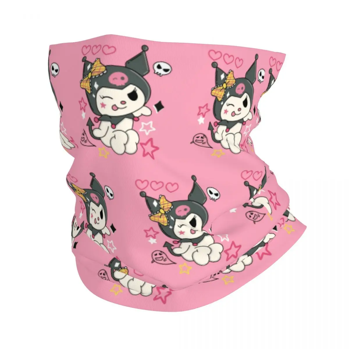 Custom Kuromi Kawaii Animes Bandana Neck Warmer Women Men Winter Ski Hiking Scarf Gaiter Animation Cute Face Cover