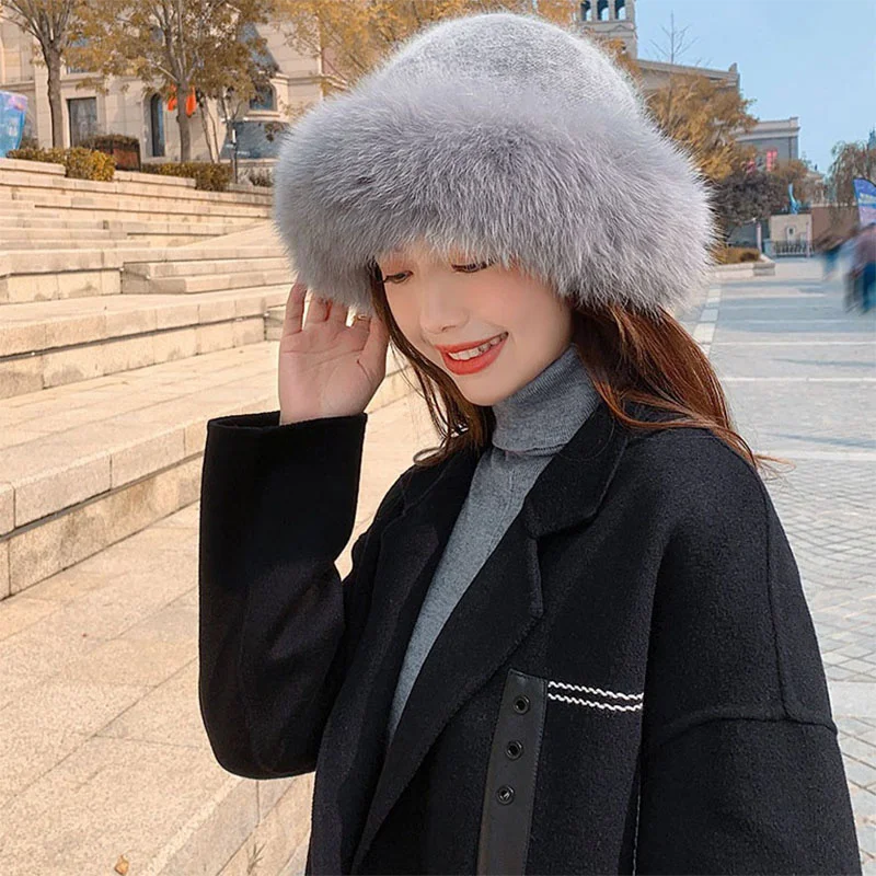 

Women's Knitted Korean Version Fisherman’s Hat New Casual Thickened Woolen Hat Winter Fashion Lei Feng Hat Large Size