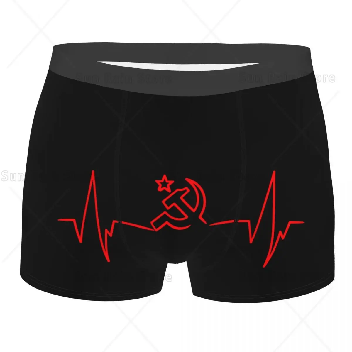 Custom Heartbeat Rossia Russia CCCP Underwear Male Print USSR Boxer Shorts Panties Briefs Soft Underpants