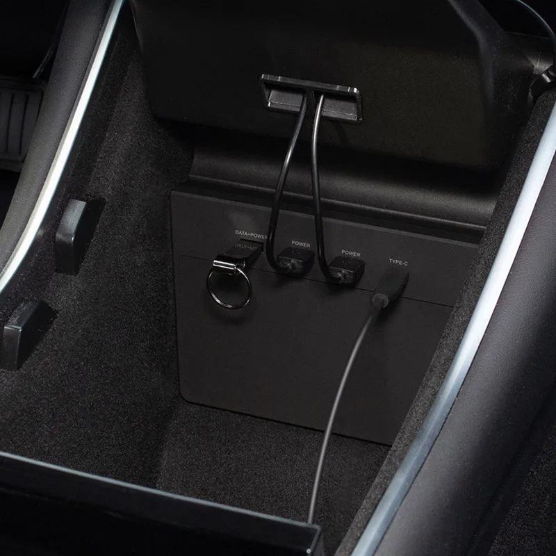 For Tesla Model 3 Wireless Charging Pad Type-C Connector Center Console Storage Box USB Hub 5 Ports