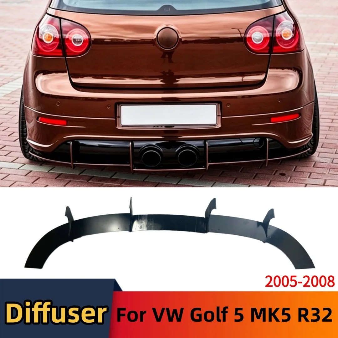 

For VW Golf MK5 R32 2005-2008 Rear Bumper Cover Protector Diffuser Lip Spoiler Glossy Black Trim Car Tuning Styling Accessories