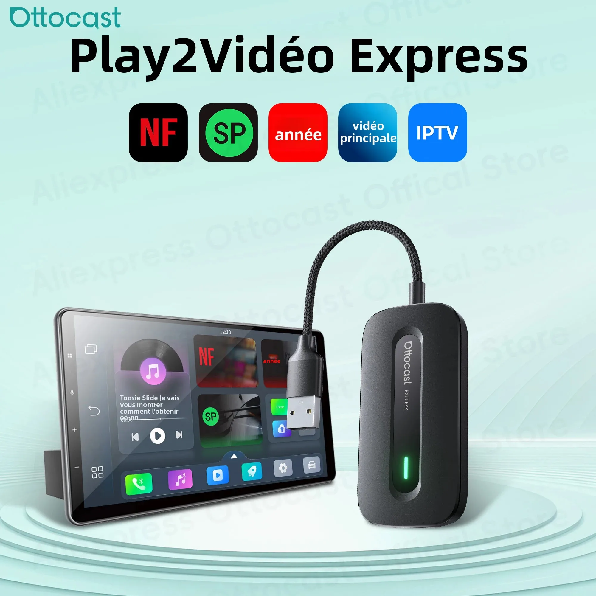 OTTOCAST Play2Video Express sans fil CarPlay Android Auto AI boîte adaptateur pour iPhone 17 16 15 PRO Max accessoire de voiture 2025 nouveau