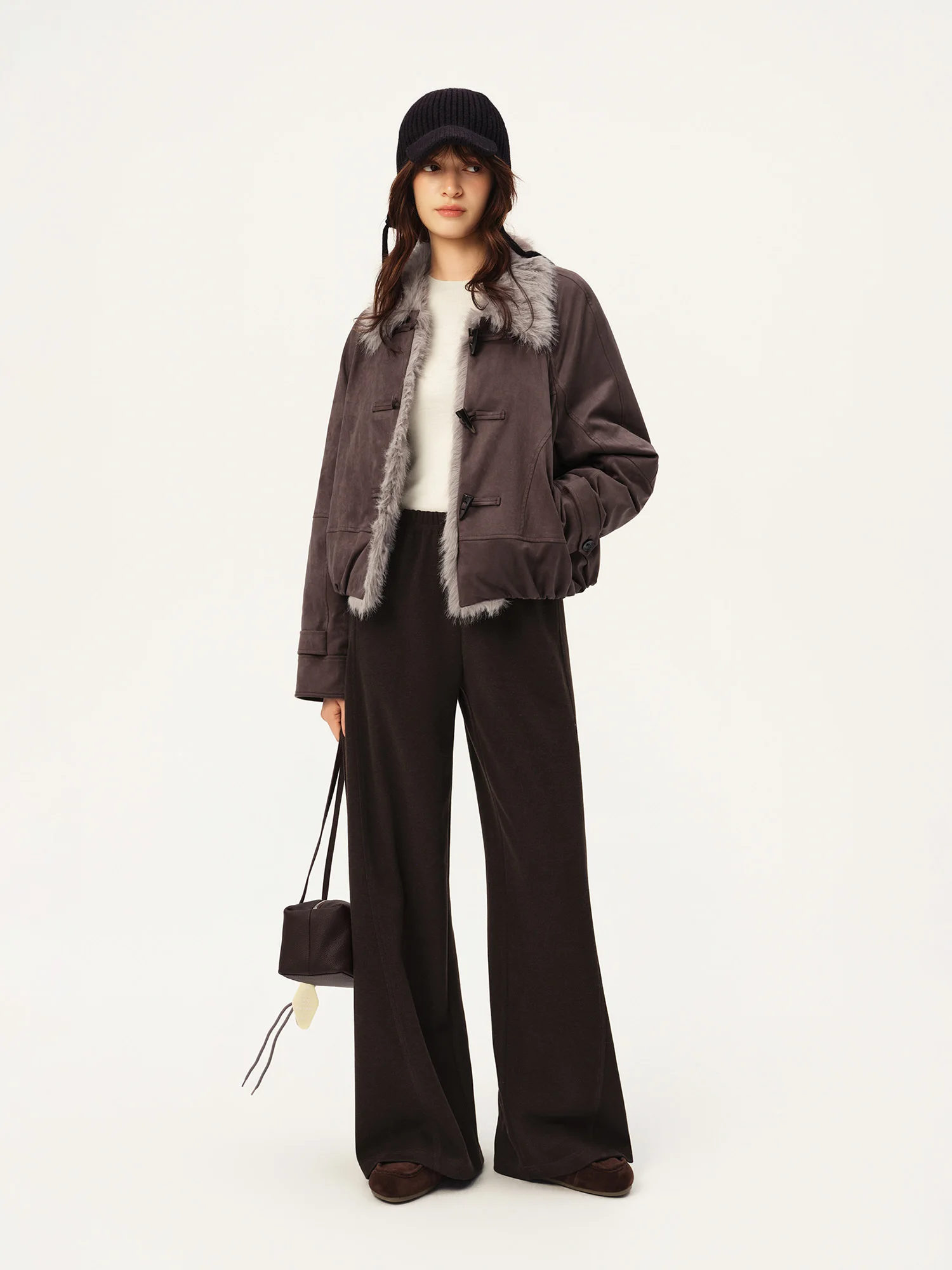 ZIQIAO 2026 Herbst Damen Lässige, bequeme Wollstrickhose mit hoher Taille und Diagonalschnitt – Schicke Freizeithose für den Alltag – Detail 8