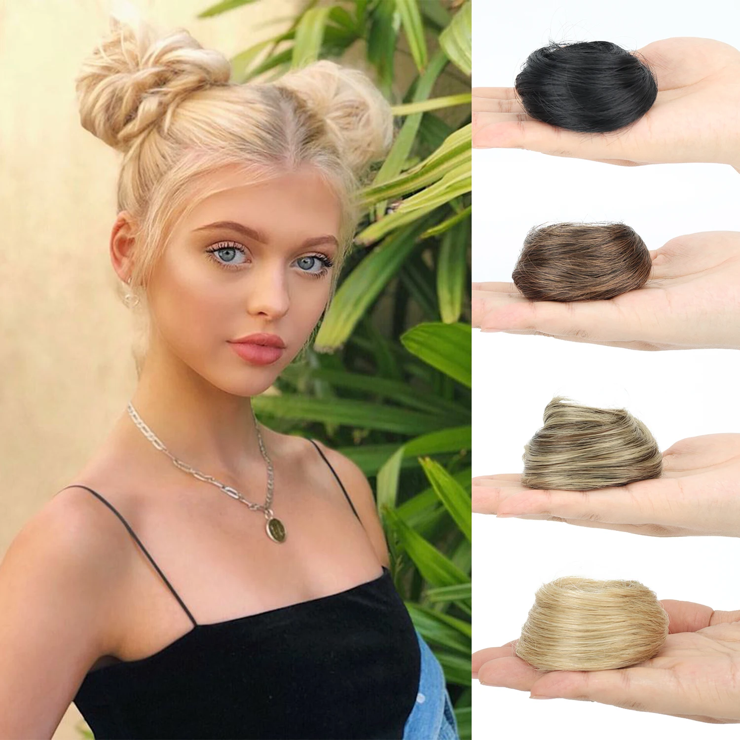 Synthetic 2.5Inch Elastic Hair Bun Versatile Chic Hair Bun Multiple Colors Heat Resistant Fluffy Hair Bun For Women Daily Party