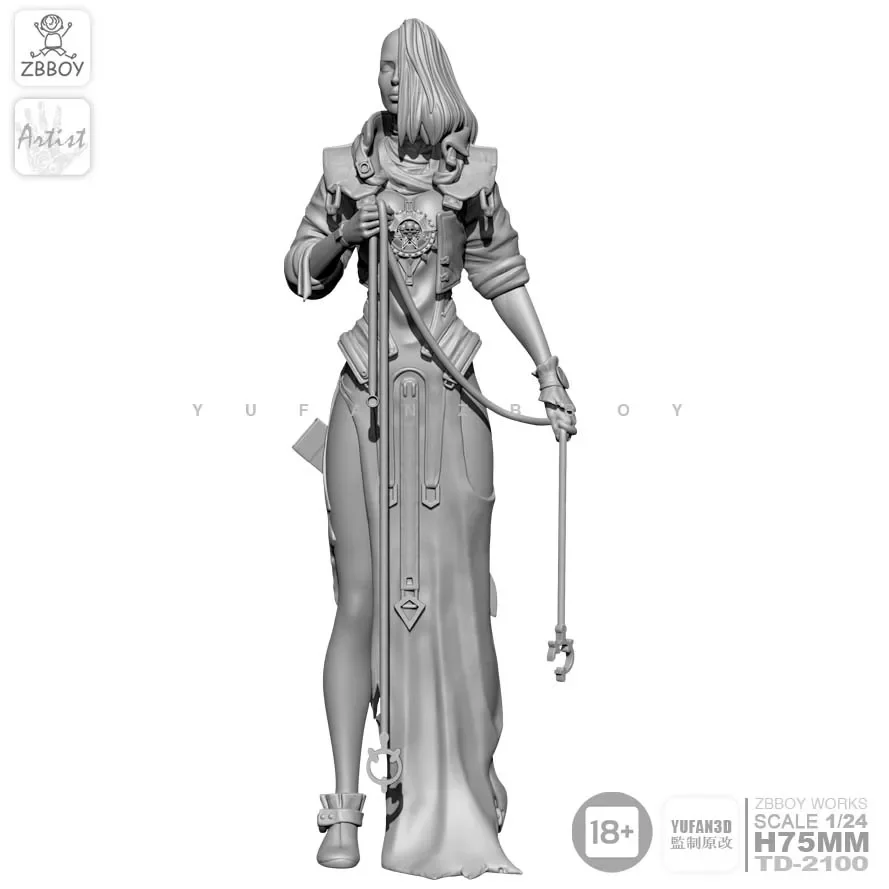 

1/24 Resin Figure Kits rope Woman resin Soldier self-assembled 75MM TD-2100