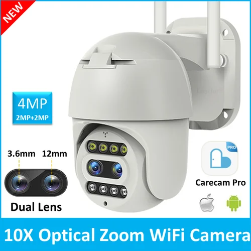 2022 nueva llegada 10X Zoom Carecam Pro lente Dual visión nocturna exterior inalámbrico seguridad WiFi CCTV cámara IP PTZ