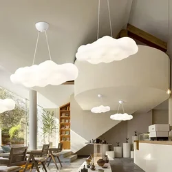 White Cloud Chandelier Modern Simple Acrylic Cloud Shape Nordic LED Ceiling Living Room Bedroom Cloud Shape Chandelier