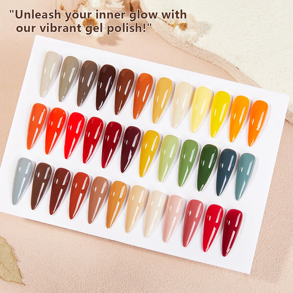 Vendeeni 36 Farben/Set Herbst Pure Color Gel Nagellack TPO HEMA FREI Hochpigmentierter UV Soak-Off Gel Lack mit Display – Detail 8