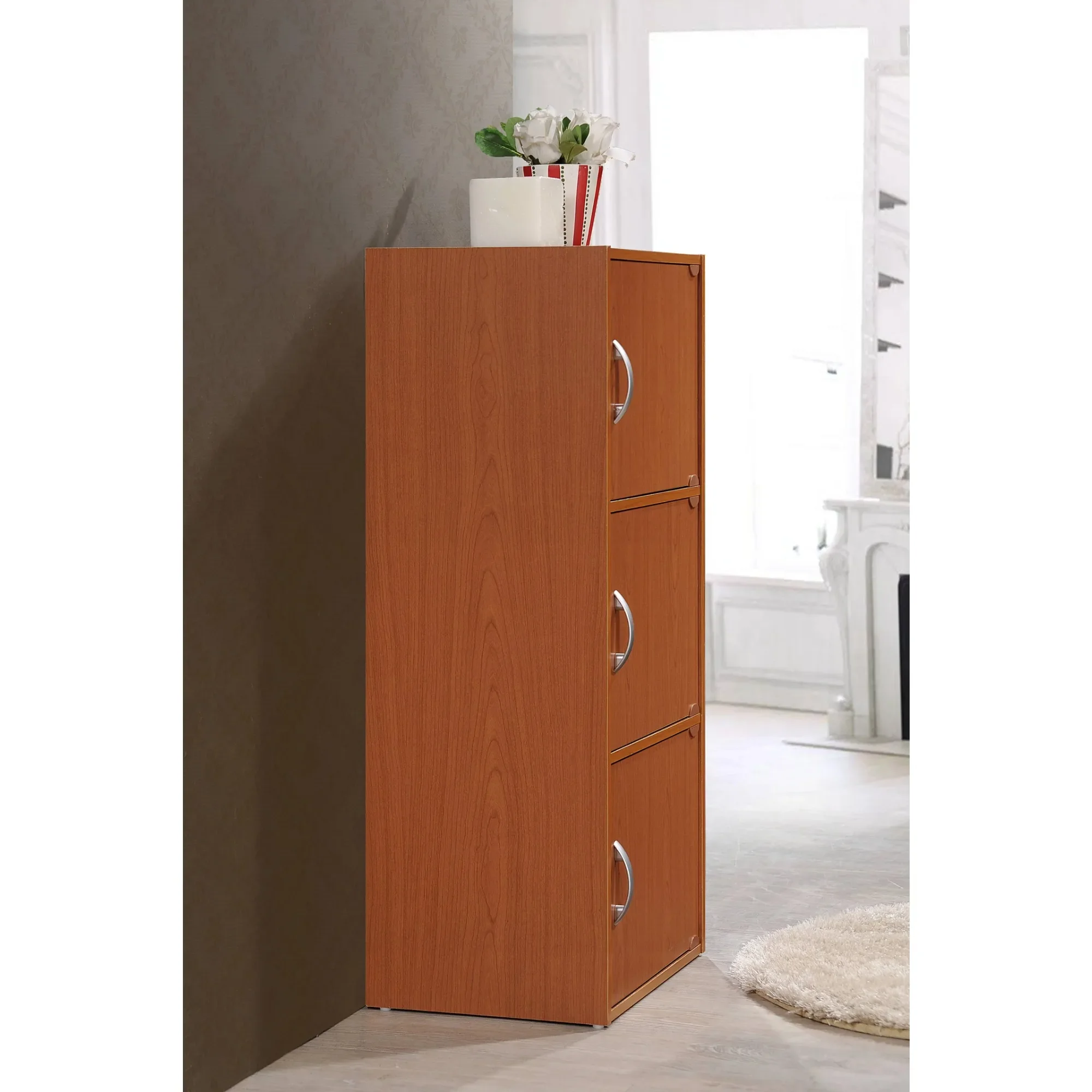 

3 Door Cabinet, Red，Create Your Own Design By Stacking And Combining Multiple Units Horizontally