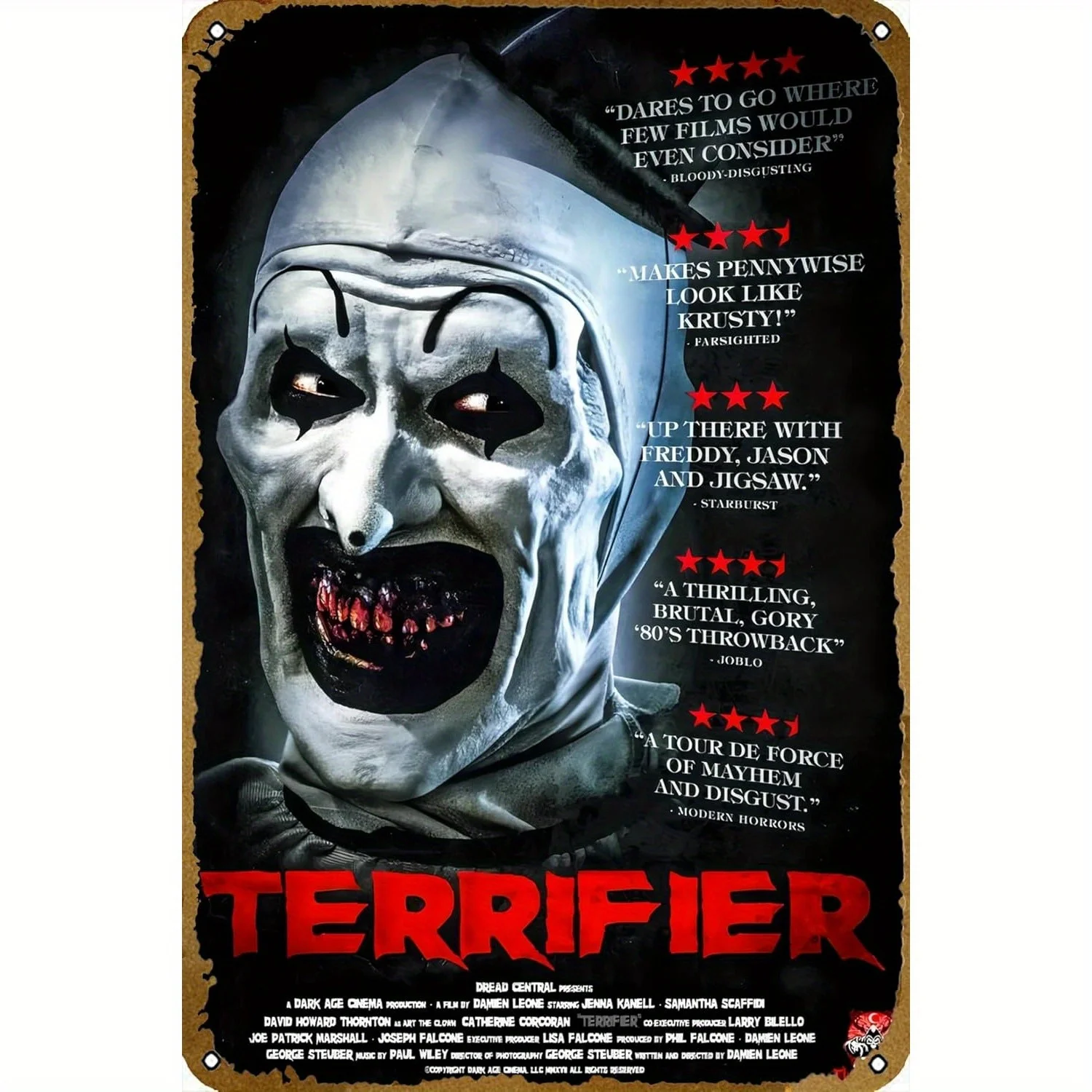 Terrifier (2016) Vintage Horror Movie Metal Tin Signs - Retro Creepy Classic Scary Film Poster Wall Art, Durable Iron , Wal