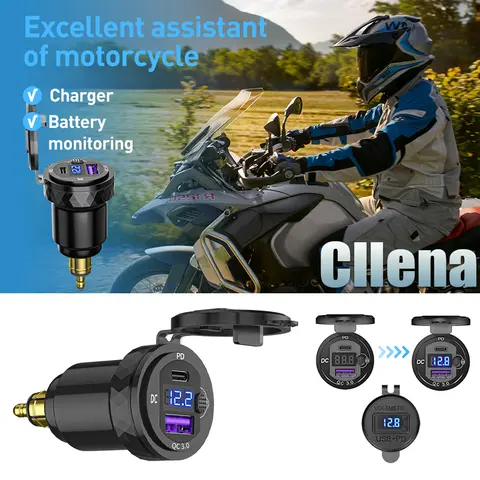 For BMW R1300GS For Ducati For Triumph Motorcycle 36W PD3.0 QC3.0 USB Type C PD Fast Charger Power Adapter Hella DIN Plug Socket