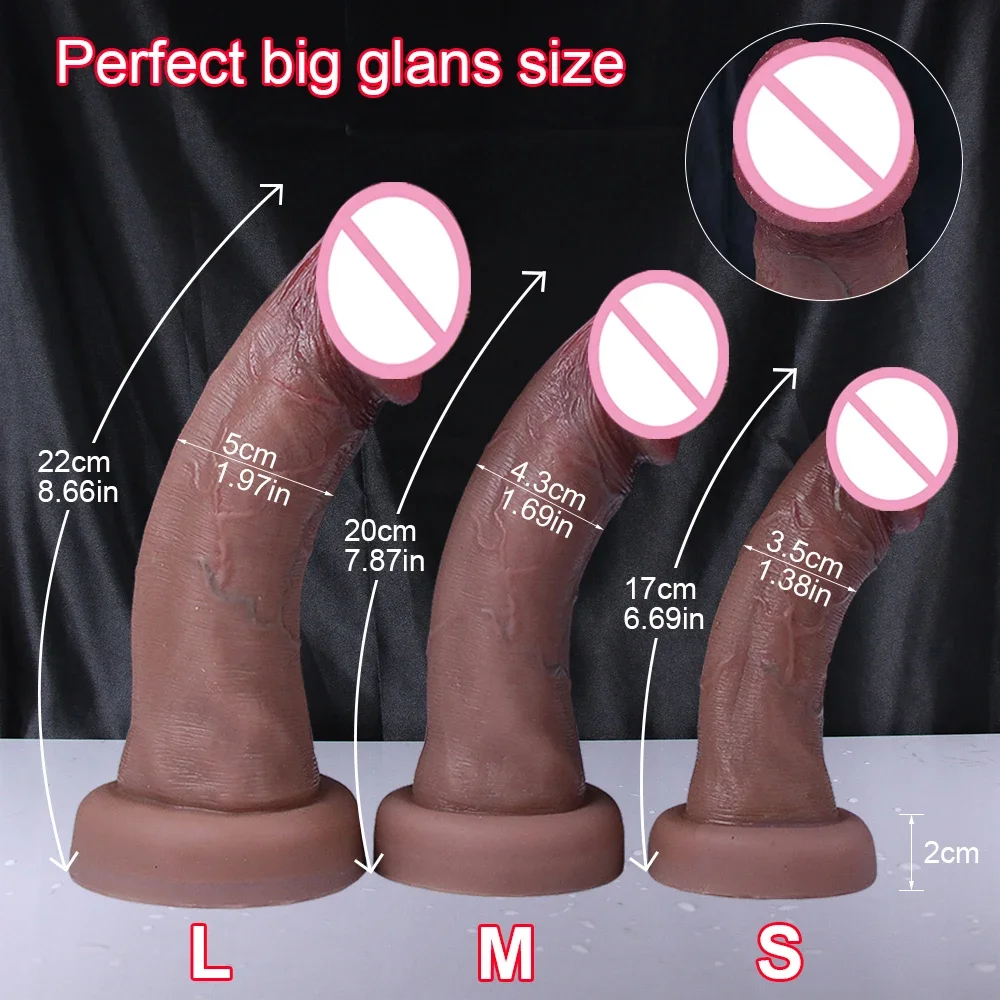 Skin Feeling Big Glans Dildos Realistic Penis Soft Silicone Adults Strapon Sex Toys Large Dick Suction Cup For Women Butt Plug