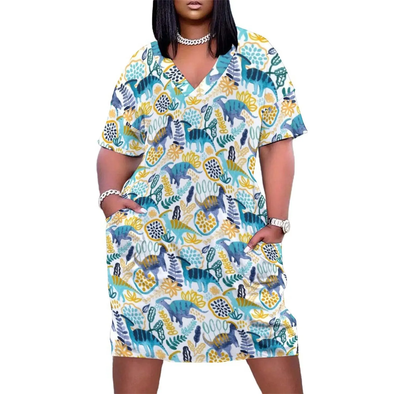 

Gouache Parasaurolophuses Loose Pocket Dress women's summer dress 2025 prom dresses