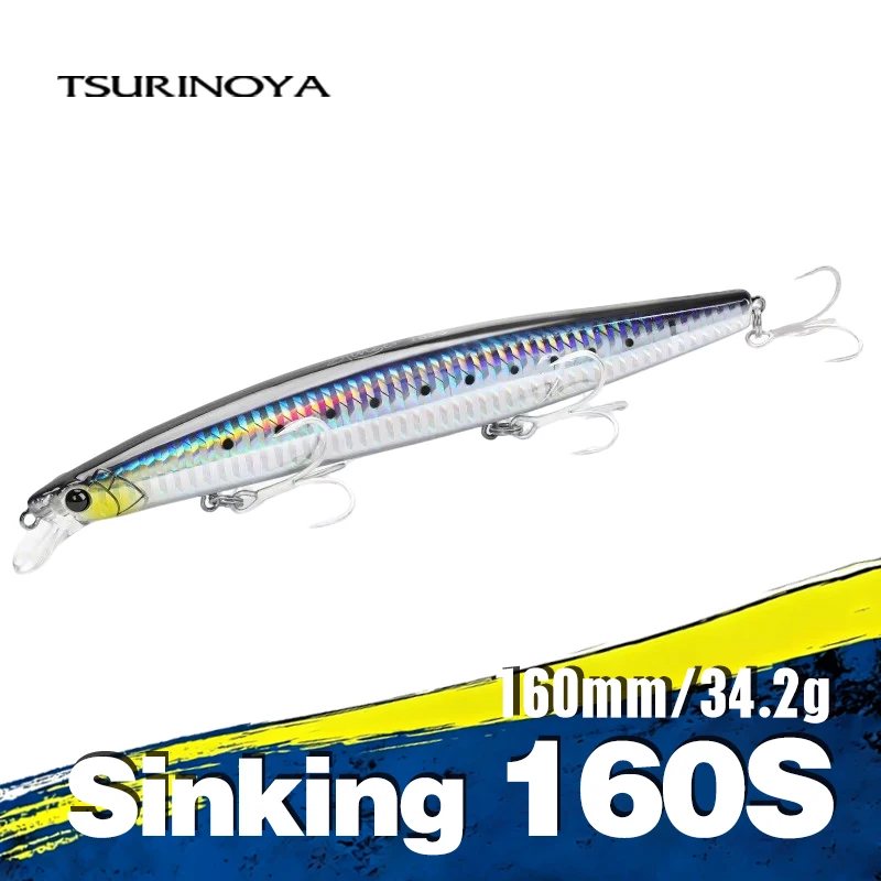 TSURINOYA 163S Ultra Long Casting Sinking Minnow Sea Fishing Lure STINGER 163mm 34.2g Seabass Tuna Saltwater Large Hard Baits
