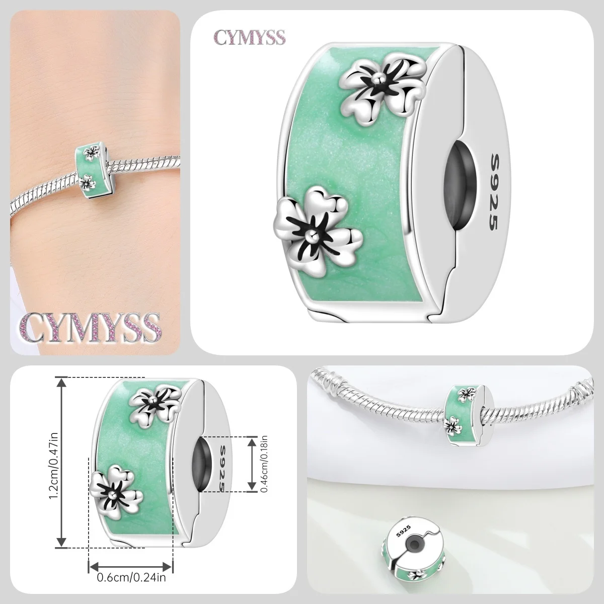 Original 925er Sterlingsilber, Blumen, Pflanze, rotierender Kirschblüten-Anhänger, Charms, Perlen für Halskette, DIY-Armband, edler Schmuck – Detail 28