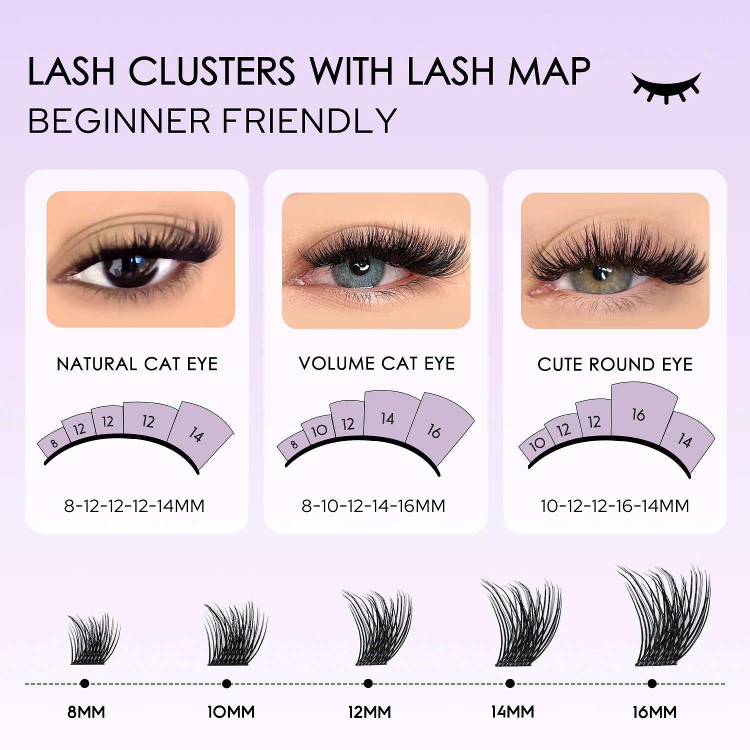 WOSHEER Wimper Clusters Kit Kat Wimpers Cluster Wimper Extensions Natuurlijke Dikke Nertsen Faux Wimper Kit met Lash Bond & Seal