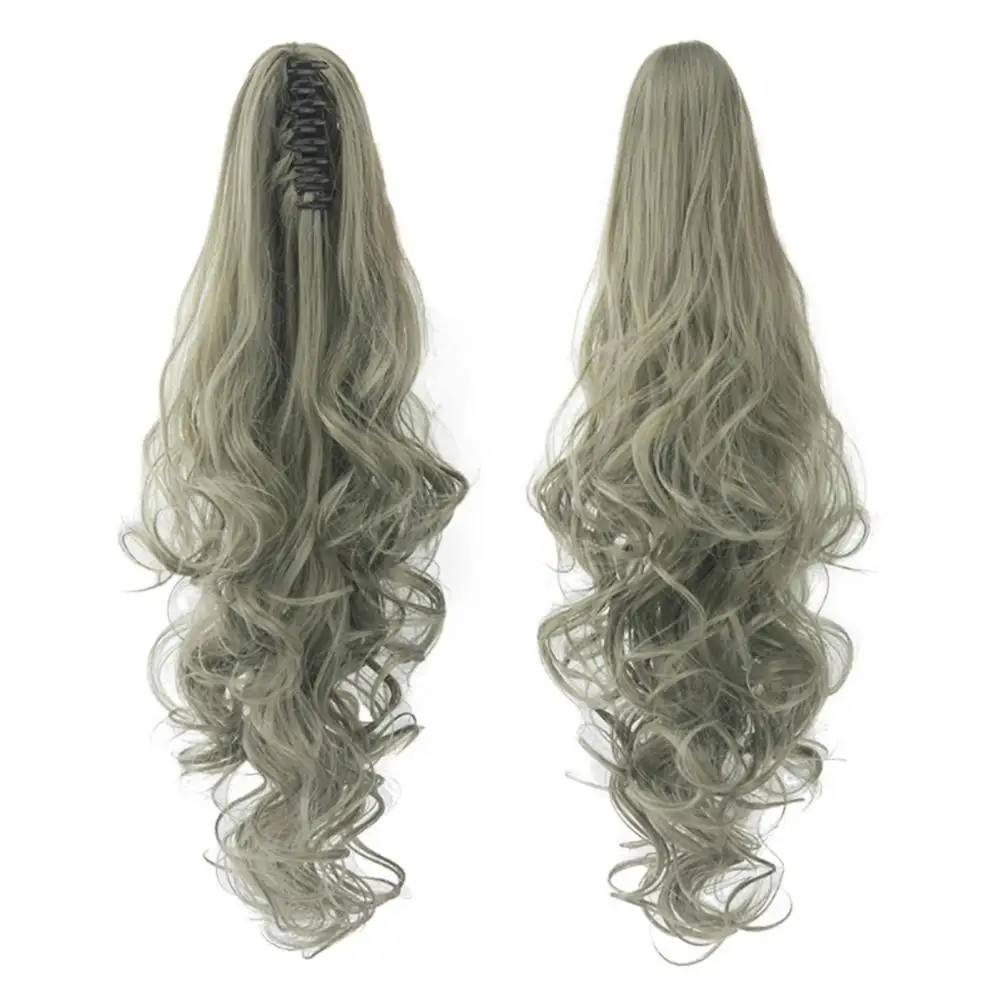 Perruque longue bouclée moelleuse pour femme, fausse queue de cheval, postiche, faux cheveux synthétiques, blond ombré, perruques bouclées ondulées, partie médiane, vague de corps, 58cm