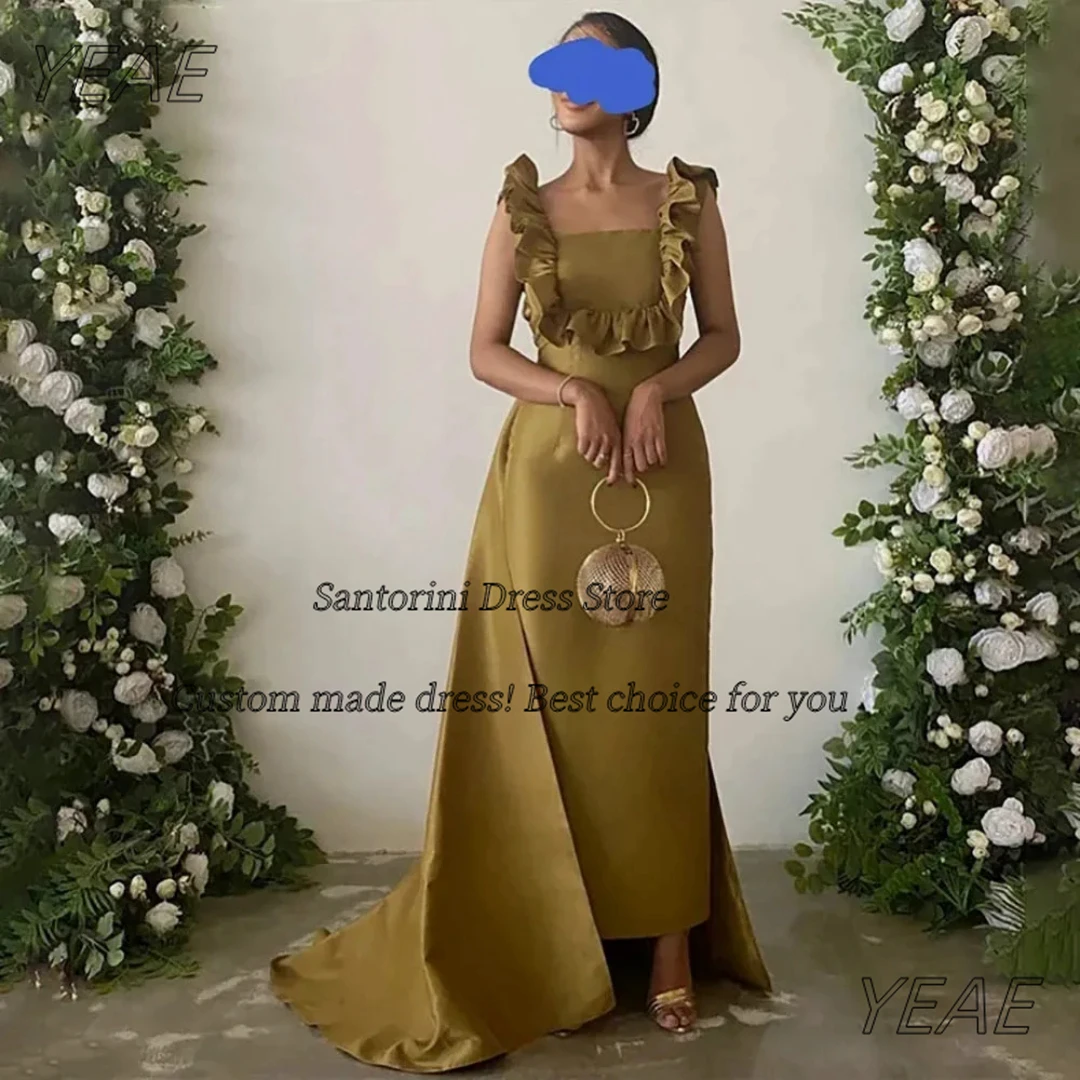 

Santorini Ruched Off Shoulder Prom Dresses Ankle Length Bespoke Evening Party Dress Flutters Train Vestidos De Noches Customized