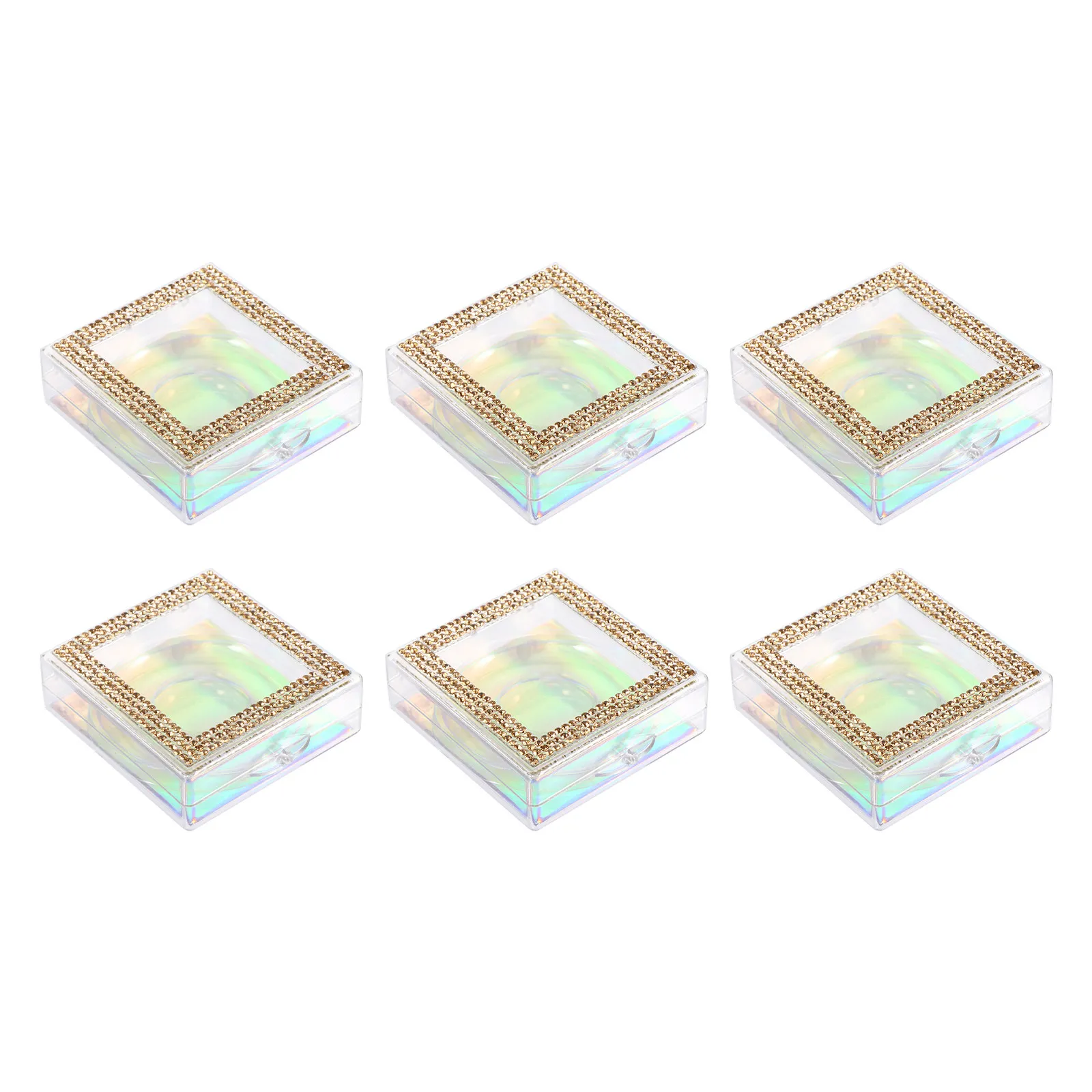 

6Pcs Glitter False Eyelash Packaging Box Square Empty Eyelash Storage Container Clear Top Protection for Lash Shape Maintenance