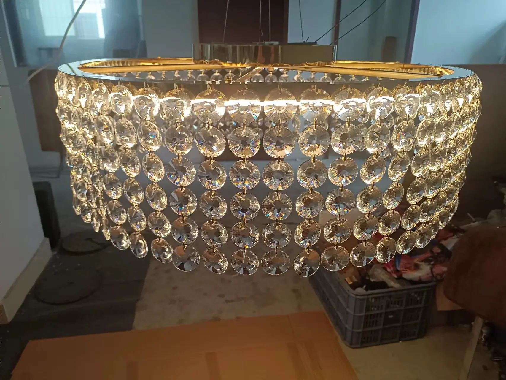 Custom Large Stainless Steel Crystal  for Villa Indoor Decor for Hotel Living Room and Hall