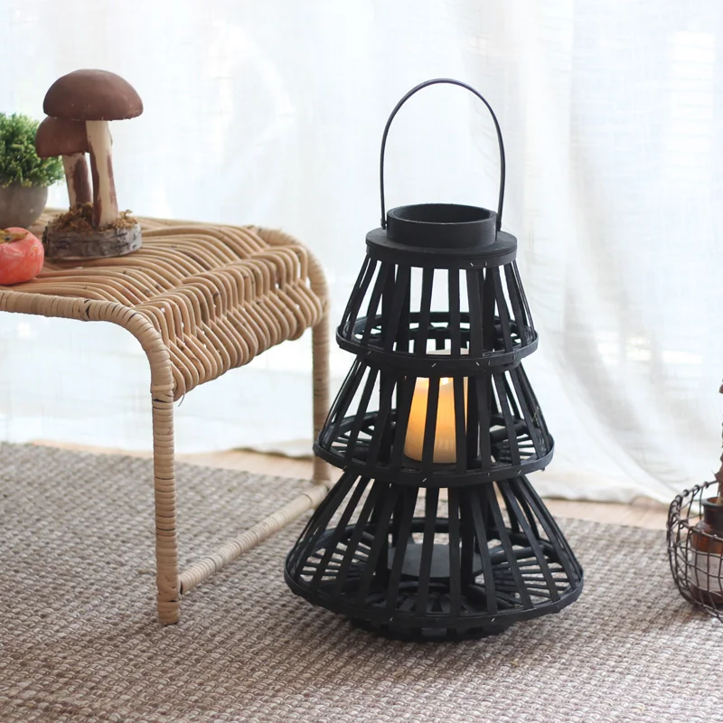 

Creative handmade wooden wind lamp floor candle holder outdoor decorative lantern ornament