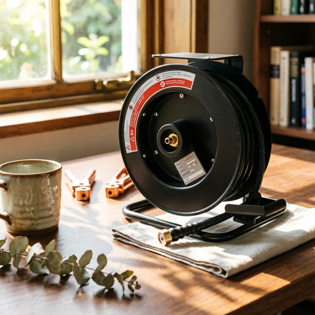 Pressure Washer Hose Reel with Wall Mount Compact Pressure Washer Hose Reel with Hand Crank Industrial Slimline
