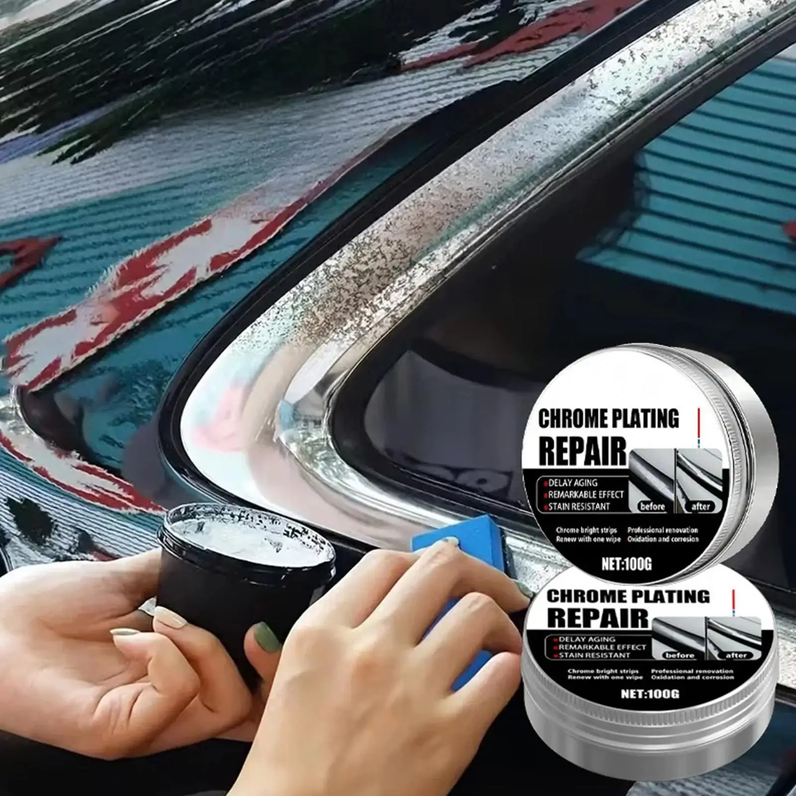Chrome Refurbishment Paste Polishes Restores Car Wheels Bumpers for Rim Stove Sink Grill Oven Cooktop Kitchen Appliance Engine