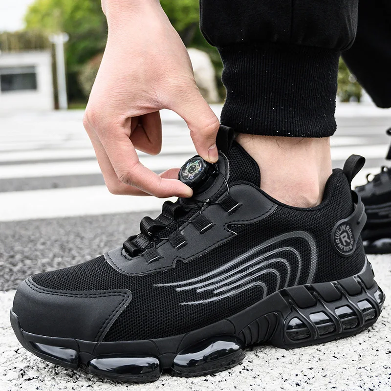 Fashionable Men's Safety Sneakers Men's Work Boots Impact Resistant Anti Piercing Lightweight Wear Resistant Men's Footwear