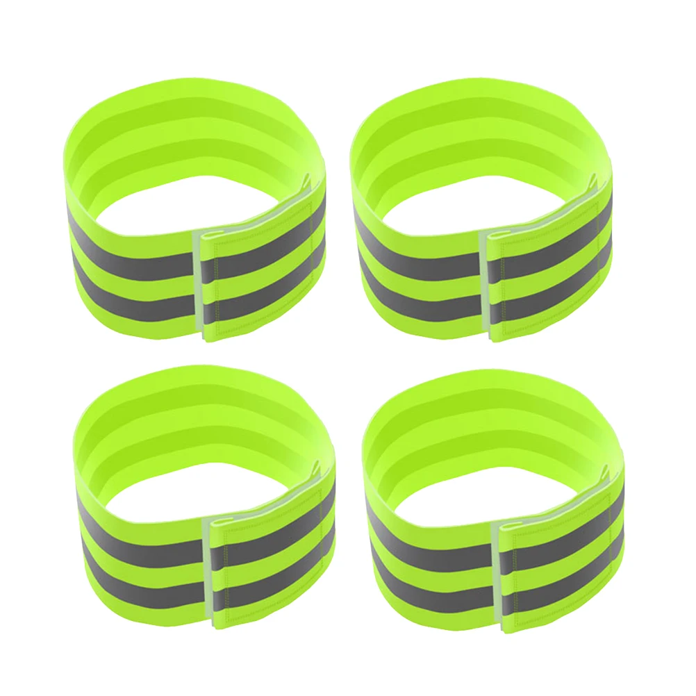 

4 pcs Reflective Armband Fluorescent Running Safety Gear For Outdoor Sports Fitness Wrist Ankle Strap Camping Hiking