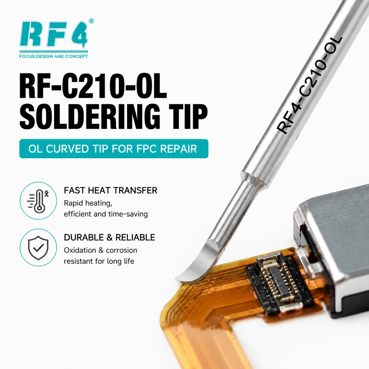 RF4 RF-C210-OL Soldering Iron Tip Fast Heat Conduction Anti Oxidation OL Contour for Phone PCB Motherboard Repair