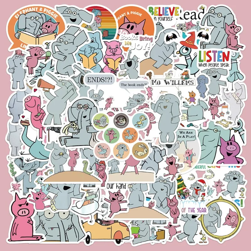 50pcs Cute Elephant and Pig Contact Education Series Graffiti Stickers Suitable for Helmet Desktop Wall Decoration DIY Sticker