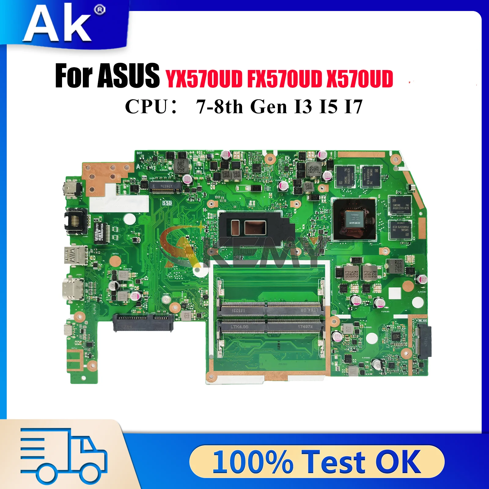 

X570UD Материнская плата для ноутбука ASUS VivoBook X570U X570UD FX570UD YX570UD Материнская плата для ноутбука с процессором I3 I5 I7 100% tests OK stk