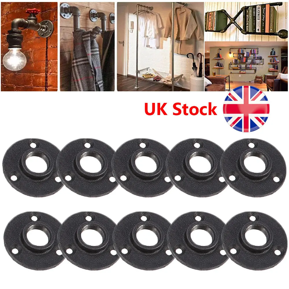 

10pcs 20Mm Malleable Threaded Floor Flange Iron Fittings For Industrial Furniture Wall Mounted Flange Rust Resistant High