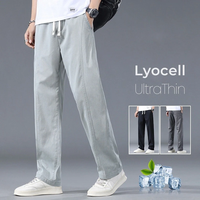 

Ultra Thin Lyocell Casual Pants Men Fashion Korean Breathable Straight Spring Summer Trousers Stretch Loose Jogging Male Pants