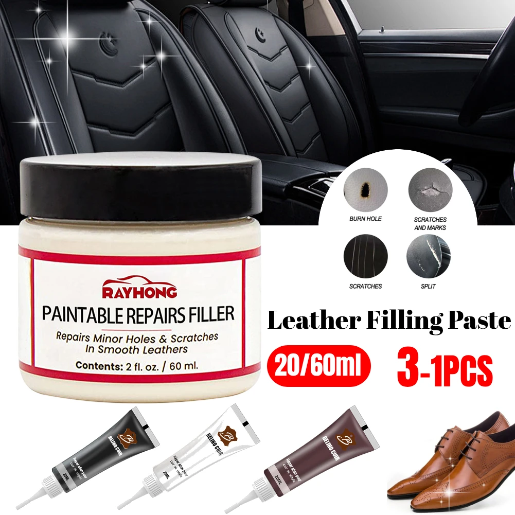 60/20ml Leather Repair Filling Paste Compound Leather Restoration Cream Seat Leather Maintenance for Tears Crack Burns Holes