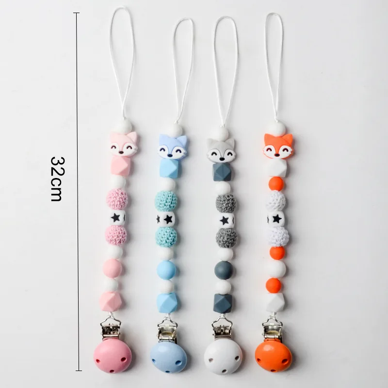 Baby Pacifier Clips Holder Silicone Cartoon Nipple Dummy Holder Chain Teether Pacifiers Chain Nursing Teething Toys Chew Gift