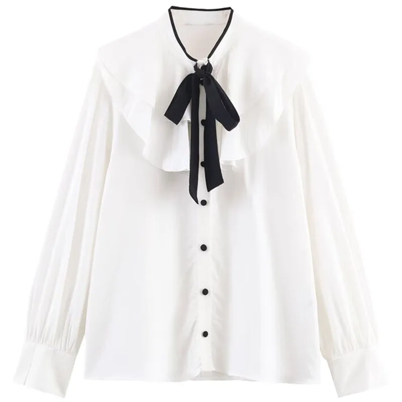 Neuer Winter 2025, faion irt dekorative Schleife für Damen, Knotenfarbe, Blo-Layered-Design, lockere Passform, langer Sve-Blumenkragen