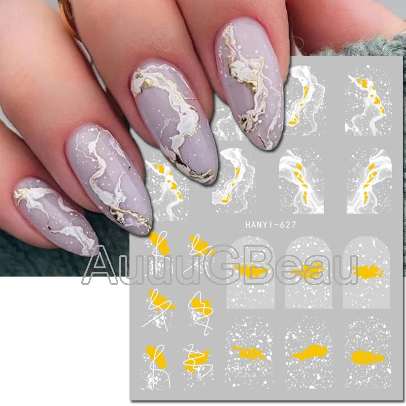 3D Nail Art Aufkleber Wellen Murmeln geometrische Linien blühen raucht selbst klebende Schieber Nagel Aufkleber Dekoration für Maniküre