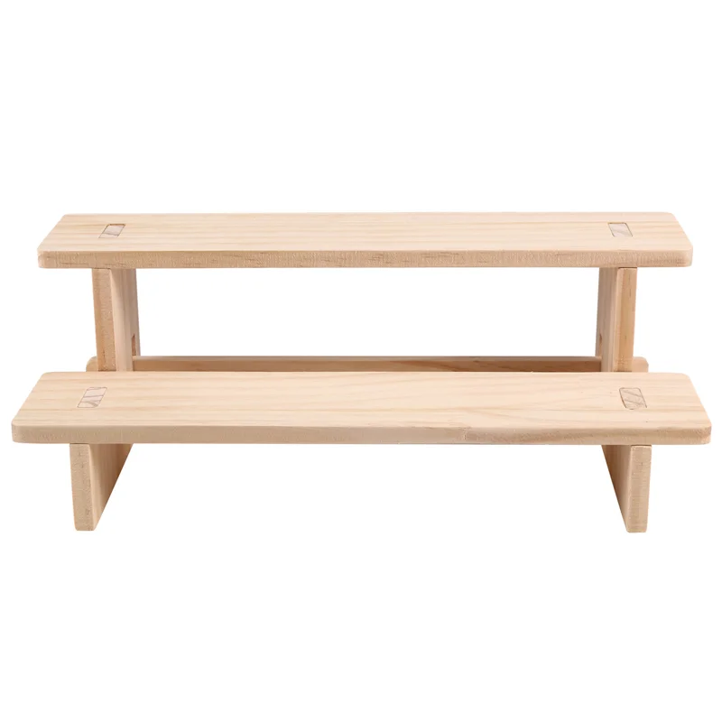 حامل عرض خشبي من ABXF-Two-Story، حامل سطح المكتب للعطور ومستحضرات التجميل، مناسب أيضًا لأدوات المطبخ.