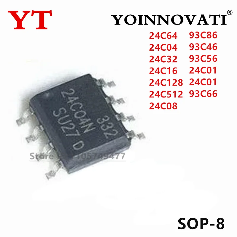 10PCS New 24C01 24C02 24C04 24C08 24C16 24C32 24C64 93C46 93C56 93C66 93C86 24C128 24C256 24C512