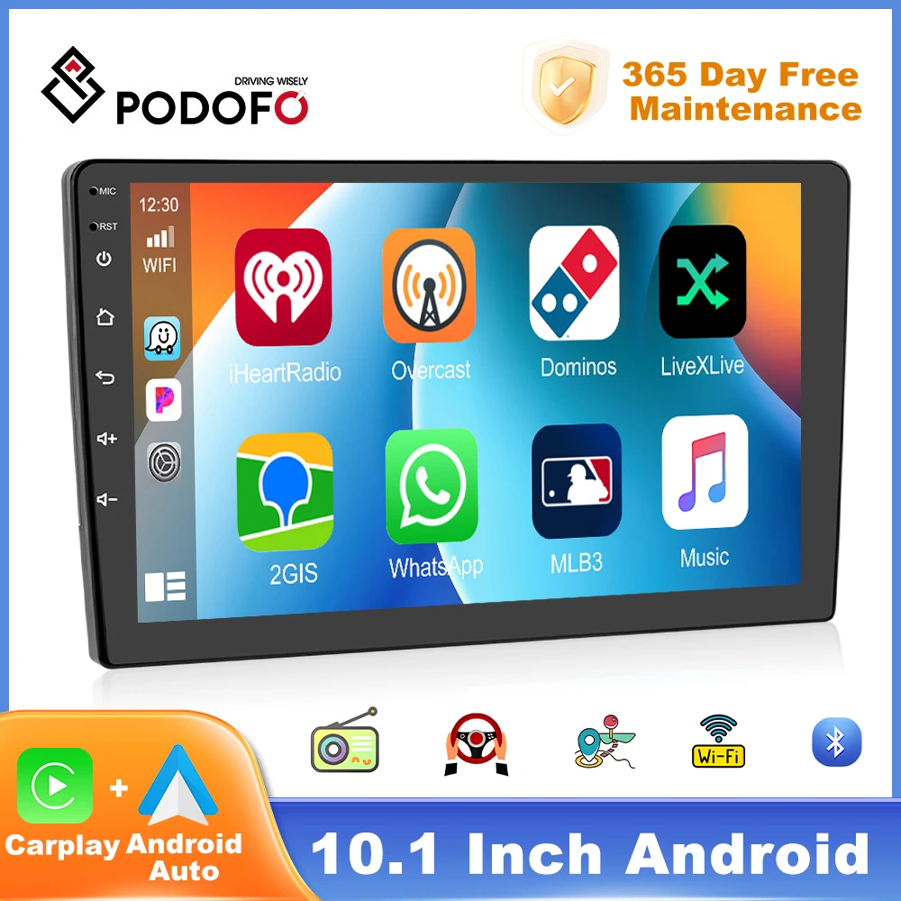 Podofo 10inch Car Radio 2 Din Multimedia Video Player 4G Carplay Autoradio for Universal 2din android Navigation Auto Stereo