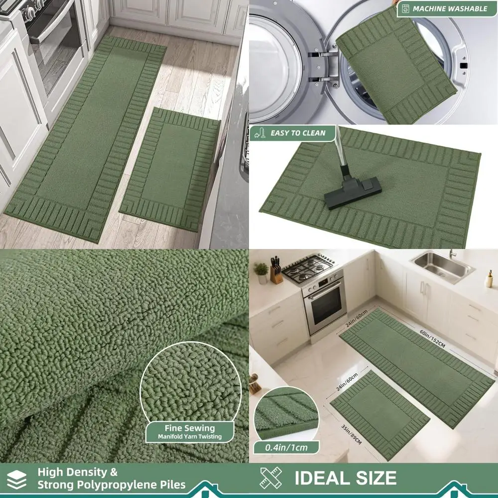 

BEQHAUSE-Кухонные коврики-Нескользящие кухонные коврики-для пола, моющиеся в машине кухонные коврики, 2-х предметные кухонные ковровые дорожки со спинкой TPR